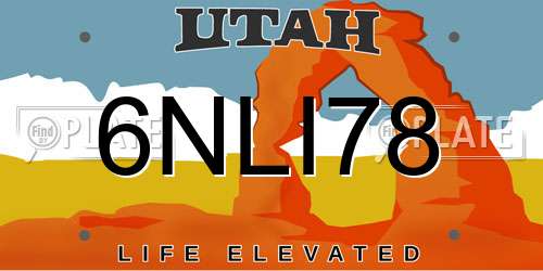 6NLI78 Utah License Plate