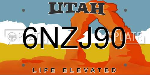 6NZJ90 Utah License Plate
