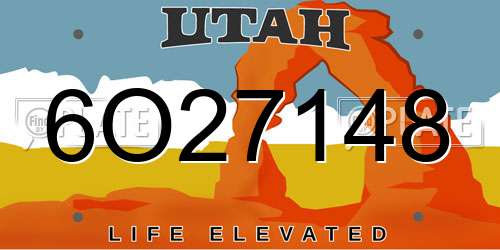6O27148 Utah License Plate
