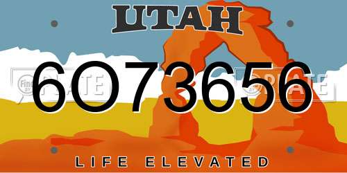 6O73656 Utah License Plate