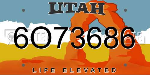 6O73686 Utah License Plate