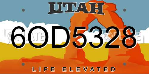 6OD5328 Utah License Plate