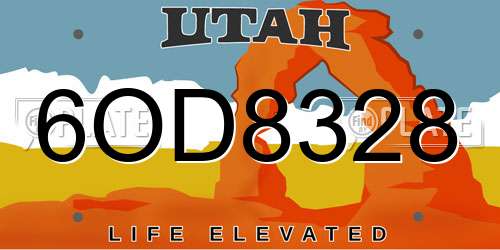 6OD8328 Utah License Plate