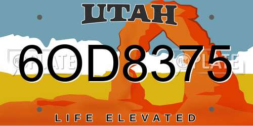 6OD8375 Utah License Plate