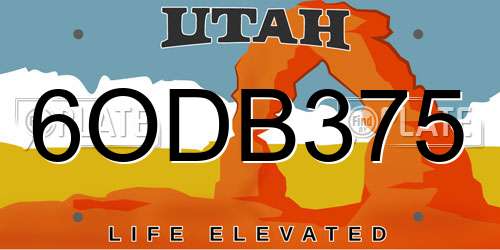 6ODB375 Utah License Plate