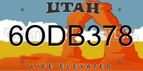 6ODB378 Utah License Plate