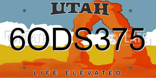 6ODS375 Utah License Plate