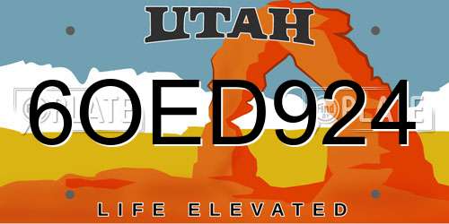 6OED924 Utah License Plate