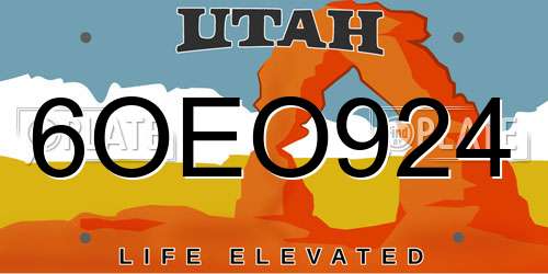 6OEO924 Utah License Plate