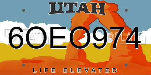 6OEO974 Utah License Plate
