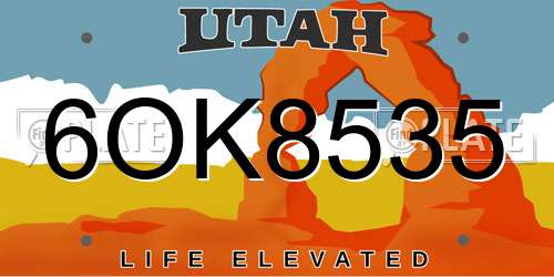 6OK8535 Utah License Plate