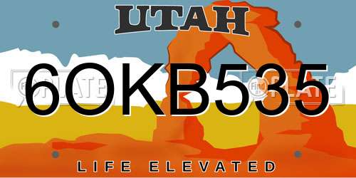 6OKB535 Utah License Plate