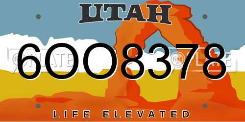 6OO8378 Utah License Plate