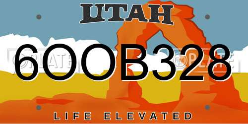 6OOB328 Utah License Plate