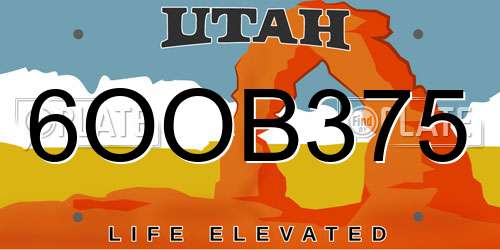 6OOB375 Utah License Plate