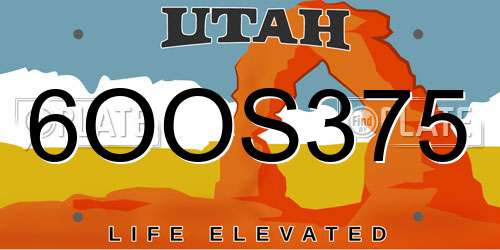 6OOS375 Utah License Plate