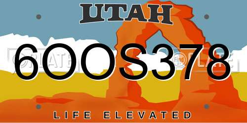 6OOS378 Utah License Plate