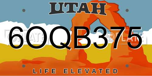 6OQB375 Utah License Plate