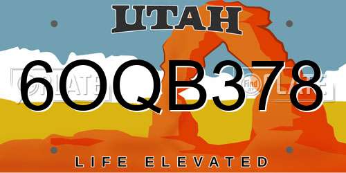 6OQB378 Utah License Plate