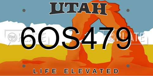 6OS479 Utah License Plate