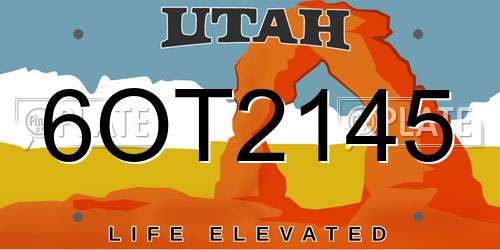 6OT2145 Utah License Plate