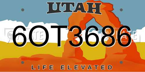 6OT3686 Utah License Plate