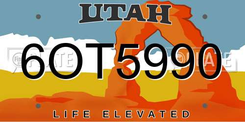 6OT5990 Utah License Plate
