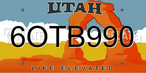 6OTB990 Utah License Plate