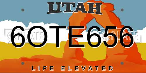 6OTE656 Utah License Plate