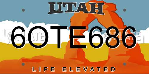 6OTE686 Utah License Plate