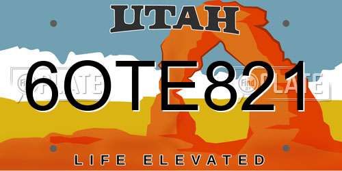6OTE821 Utah License Plate