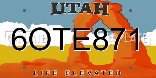 6OTE871 Utah License Plate