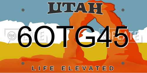6OTG45 Utah License Plate