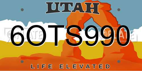 6OTS990 Utah License Plate