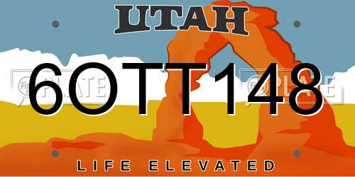 6OTT148 Utah License Plate