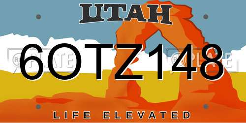 6OTZ148 Utah License Plate