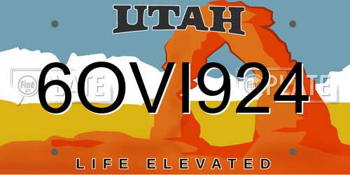 6OVI924 Utah License Plate