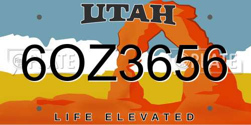 6OZ3656 Utah License Plate
