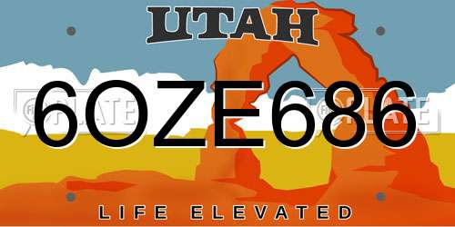 6OZE686 Utah License Plate
