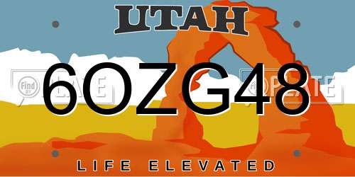 6OZG48 Utah License Plate
