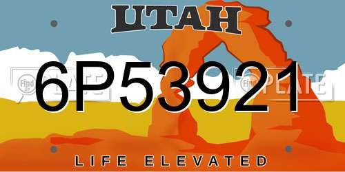 6P53921 Utah License Plate