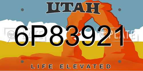 6P83921 Utah License Plate