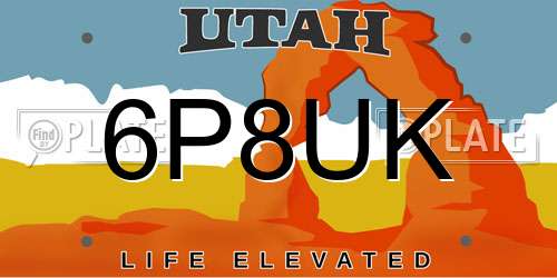 6P8UK Utah License Plate