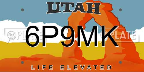 6P9MK Utah License Plate