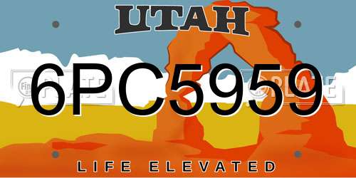 6PC5959 Utah License Plate