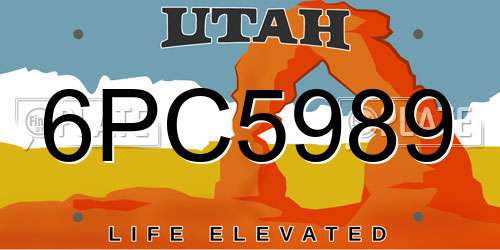 6PC5989 Utah License Plate