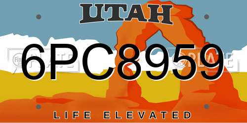 6PC8959 Utah License Plate