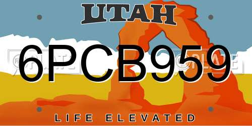 6PCB959 Utah License Plate
