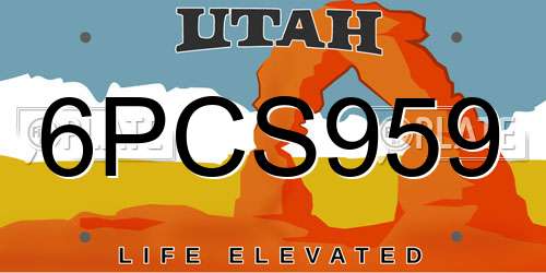 6PCS959 Utah License Plate