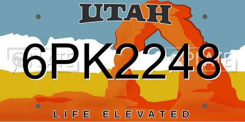 6PK2248 Utah License Plate